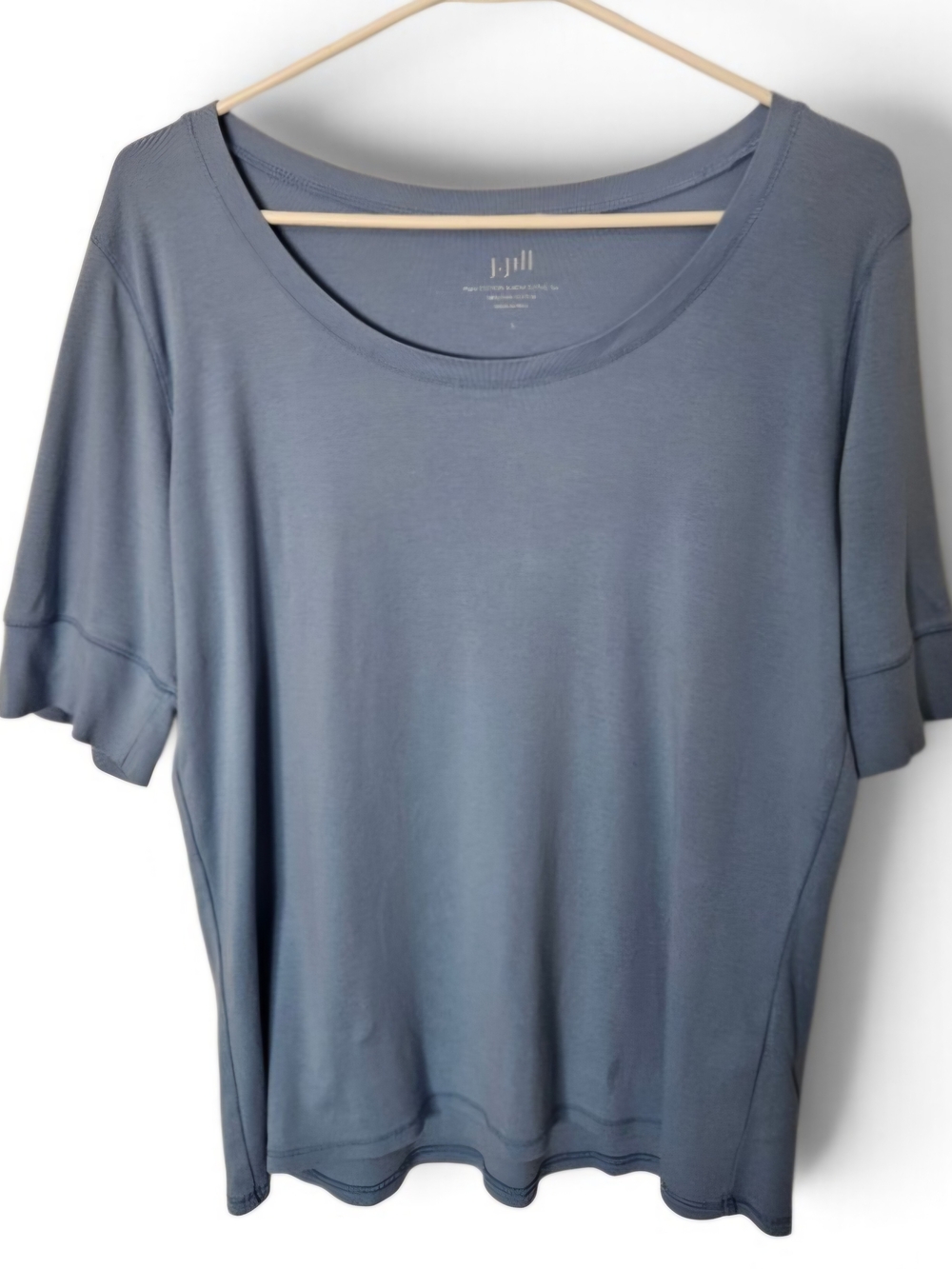 J. Jill Scoop Neck Short Sleeve Top 100% Pima Cotton - Slate Blue